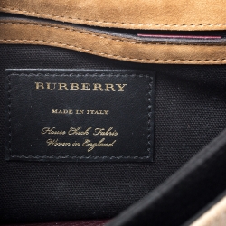 Pre Owned Burberry Burgundy House Check Canvas and Leather Macken Crossbody Bag