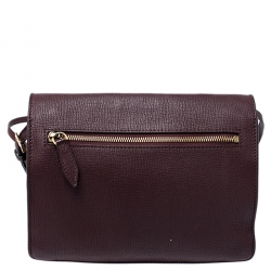 Pre Owned Burberry Burgundy House Check Canvas and Leather Macken Crossbody Bag