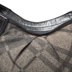 Pre Owned Burberry Grey Shimmer Check Canvas Medium Fairby Hobo Bag