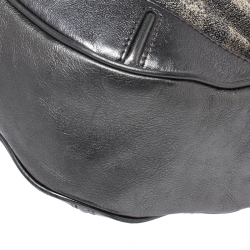 Pre Owned Burberry Grey Shimmer Check Canvas Medium Fairby Hobo Bag