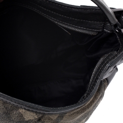Pre Owned Burberry Grey Shimmer Check Canvas Medium Fairby Hobo Bag