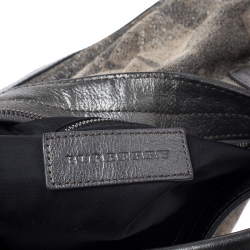 Pre Owned Burberry Grey Shimmer Check Canvas Medium Fairby Hobo Bag