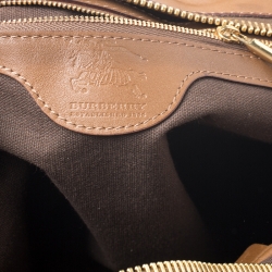 Pre Owned Burberry Brown/Beige House Check Canvas and Leather Tote