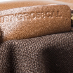 Pre Owned Burberry Brown/Beige House Check Canvas and Leather Tote