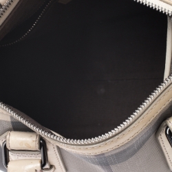 Pre Owned Burberry Grey/Beige Smoked Check PVC Small Chester Boston Bag