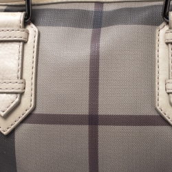 Pre Owned Burberry Grey/Beige Smoked Check PVC Small Chester Boston Bag