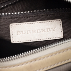 Pre Owned Burberry Grey/Beige Smoked Check PVC Small Chester Boston Bag