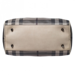 Pre Owned Burberry Grey/Beige Smoked Check PVC Small Chester Boston Bag