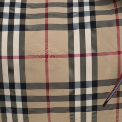 Pre Owned Burberry Red House Check Nylon and Leather Small Canterbury Tote