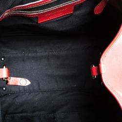 Pre Owned Burberry Red House Check Nylon and Leather Small Canterbury Tote