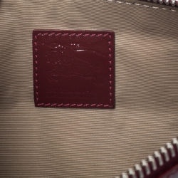 Pre Owned Burberry Burgundy/Beige Super Nova Check PVC and Patent Leather Wristlet Clutch