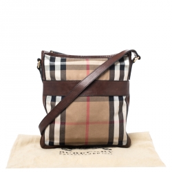Burberry Beige/Brown House Check Canvas and Leather Messenger Bag