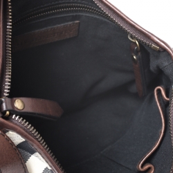 Burberry Beige/Brown House Check Canvas and Leather Messenger Bag