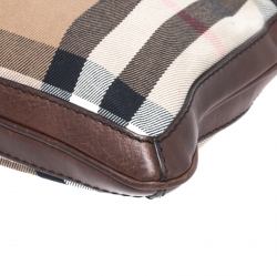 Burberry Beige/Brown House Check Canvas and Leather Messenger Bag