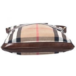 Burberry Beige/Brown House Check Canvas and Leather Messenger Bag
