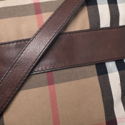 Burberry Beige/Brown House Check Canvas and Leather Messenger Bag