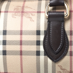 Pre Owned Burberry Brown Haymarket Check Coated Canvas Chester Bowler Bag