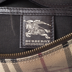 Pre Owned Burberry Brown Haymarket Check Coated Canvas Chester Bowler Bag