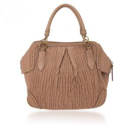 Pre Owned Burberry Beige Studded Plissé-leather Tote