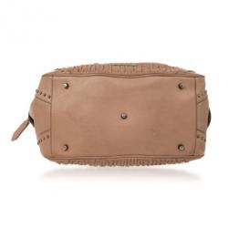 Pre Owned Burberry Beige Studded Plissé-leather Tote
