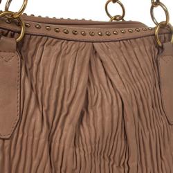 Pre Owned Burberry Beige Studded Plissé-leather Tote