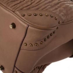 Pre Owned Burberry Beige Studded Plissé-leather Tote