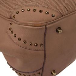 Pre Owned Burberry Beige Studded Plissé-leather Tote