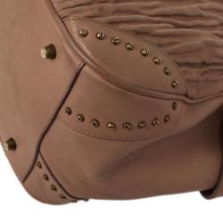 Pre Owned Burberry Beige Studded Plissé-leather Tote