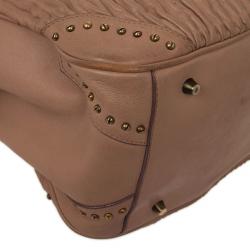 Pre Owned Burberry Beige Studded Plissé-leather Tote