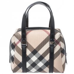 مملوكة مسبقًا Burberry Beige/Black Nova Check Vinyl Small Bowler Bag