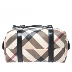 مملوكة مسبقًا Burberry Beige/Black Nova Check Vinyl Small Bowler Bag