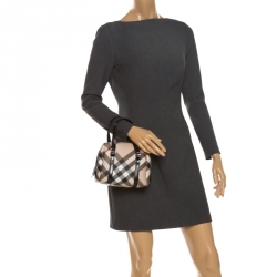 مملوكة مسبقًا Burberry Beige/Black Nova Check Vinyl Small Bowler Bag