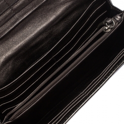 Pre Owned Burberry Metallic Grey Beat Check Nylon and Patent Leather Penrose Continental Wallet