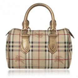 مملوكة مسبقًا Burberry Haymarket Check Boston Satchel Handbag
