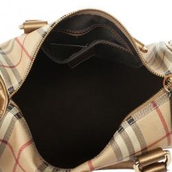 مملوكة مسبقًا Burberry Haymarket Check Boston Satchel Handbag