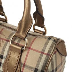 مملوكة مسبقًا Burberry Haymarket Check Boston Satchel Handbag