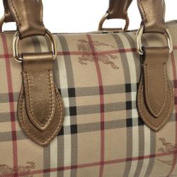 مملوكة مسبقًا Burberry Haymarket Check Boston Satchel Handbag