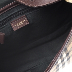 Pre Owned حقيبة كتف بربري قلاب إبزيم جلد و PVC كاروهات هايماركت بيج/ بنية