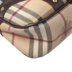 Pre Owned حقيبة كتف بربري قلاب إبزيم جلد و PVC كاروهات هايماركت بيج/ بنية