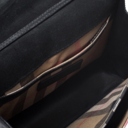 Pre Owned Burberry Black House Check Canvas and Leather Macken Crossbody Bag