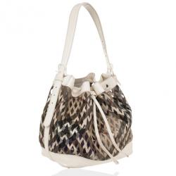 Pre Owned Burberry Nova Check Net Drawstring Bag