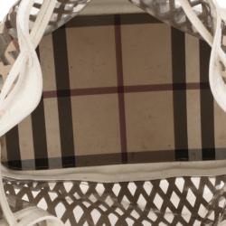 Pre Owned Burberry Nova Check Net Drawstring Bag