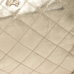 Pre Owned Burberry Gold Quilted Leather Hillgate Tote