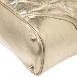 Pre Owned Burberry Gold Quilted Leather Hillgate Tote