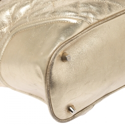 Pre Owned Burberry Gold Quilted Leather Hillgate Tote