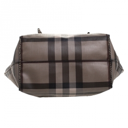 Pre Owned Burberry Brown/Grey Smoke House Check Coated Canvas and Leather Tote