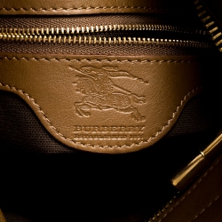 Pre Owned Burberry Beige/Camel House Check Canvas and Leather Phoebe Hobo