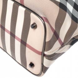 Pre Owned Burberry Beige/Metallic Nova Check PVC and Patent Leather Regent Tote