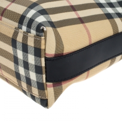 Pre Owned Burberry Beige/Black Nova Check Coated Canvas Shoulder Bag