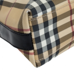 Pre Owned Burberry Beige/Black Nova Check Coated Canvas Shoulder Bag